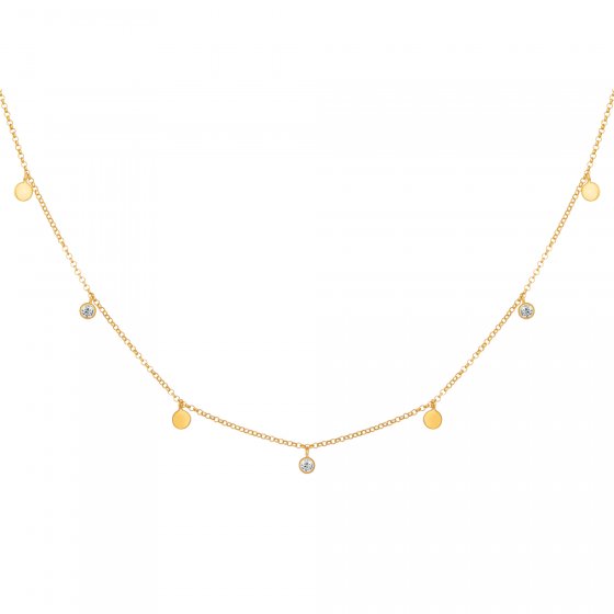 Collier 925/- Sterling Silber vergoldet Anhänger Plättchen Zirkonia 