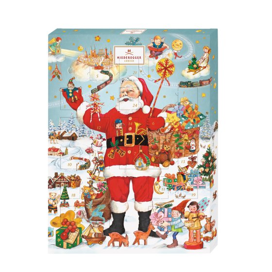 Niederegger Adventskalender Weihnachtsmann mit 37 Spezialitäten 500g 