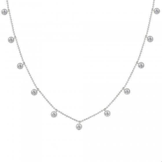 Collier 925/- Sterling Silber rhodiniert Anhänger rund Zirkonia 