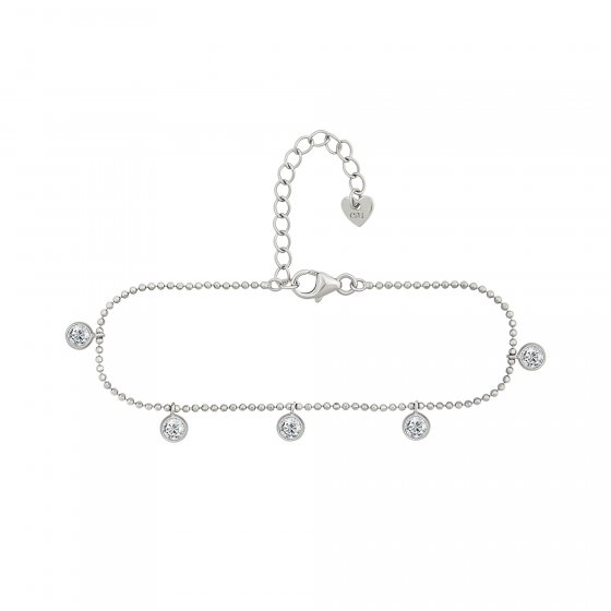 Armband 925/- Sterling Silber rhodiniert Anhänger rund Zirkonia 