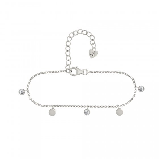 Armband 925/- Sterling Silber rhodiniert Anhänger Plättchen Zirkonia 