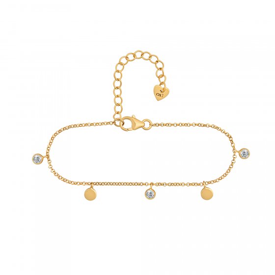 Armband 925/- Sterling Silber vergoldet Anhänger Plättchen Zirkonia 