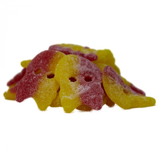 Saure XL Totenköpfe Bubs Sour Fruit Skulls Mix zweifarbig sauer 300g 