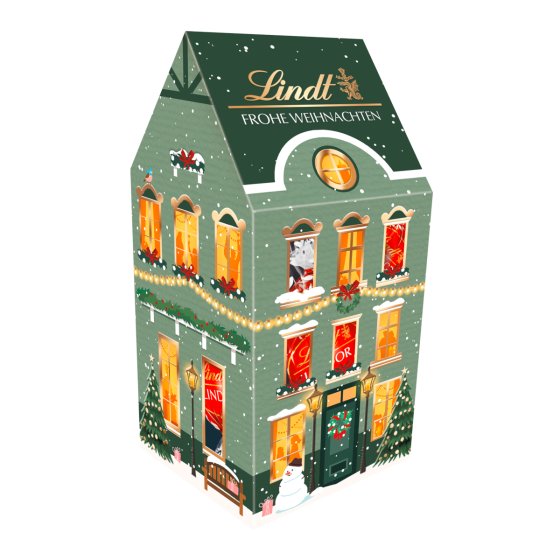 Lindt Winterhaus klein mit verschiedenen Pralinen Packung 68g 