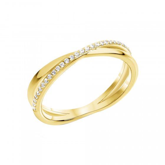 Ring Silber 925 vergoldet mit weißen Zirkonia-Steinen 