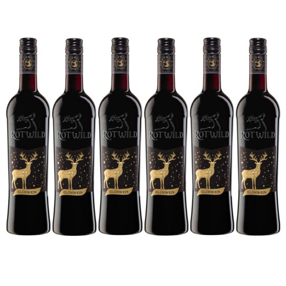 Rotwild roter Glühwein lieblich kräftig im Geschmack 750ml 6er Pack 