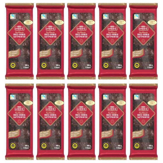 Lambertz Aachener Nuss Honig Saftprinten Zartbitter 100g 10er Pack 