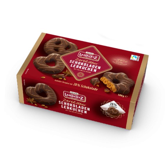 Lambertz Schokoladen Lebkuchen mit Zartbitterschokoladen Überzug 500g 