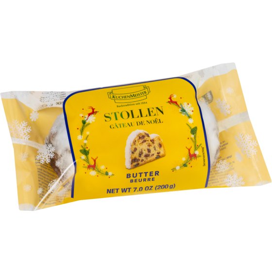 KuchenMeister Butter Stollen mit Rosinen und Puderzucker 200g 