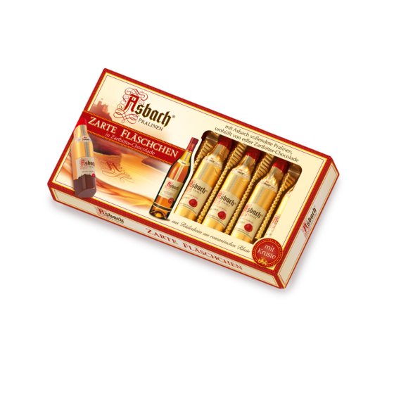 Asbach Pralinen Zarte Fläschchen aus Zartbitterschokolade 100g 