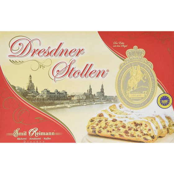 Dresdner Stollen mit Butter Sultaninen Marzipan und Puderzucker 500g 