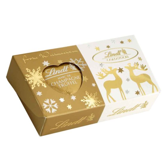 Lindt Goldstücke Trüffel Herz Duo mit Schokolade 50g 4er Pack 