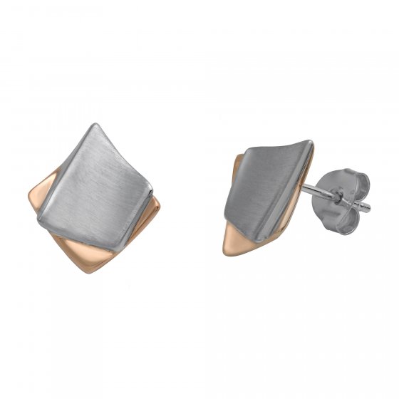 Ohrringe Silber 925 zweifarbig satiniert und glänzend 