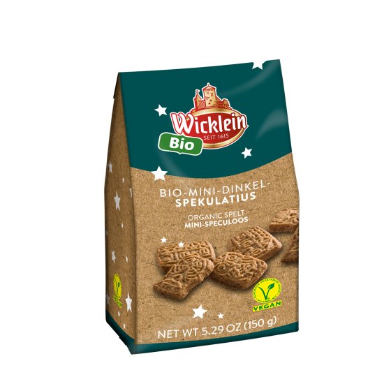 Wicklein Bio Mini Dinkel Spekulatius mit veganer Qualität 150g 