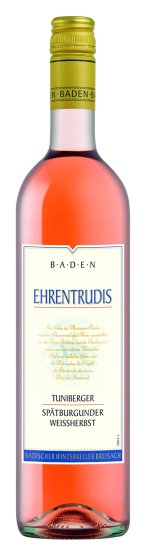 Ehrentrudis Spätburgunder Weißherbst duftig zartsüßem Abgang Rosefarben 750ml 