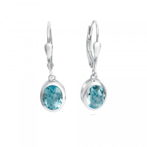 Ohrhänger 925 Silber mit echten Blautopasen (beh.) 