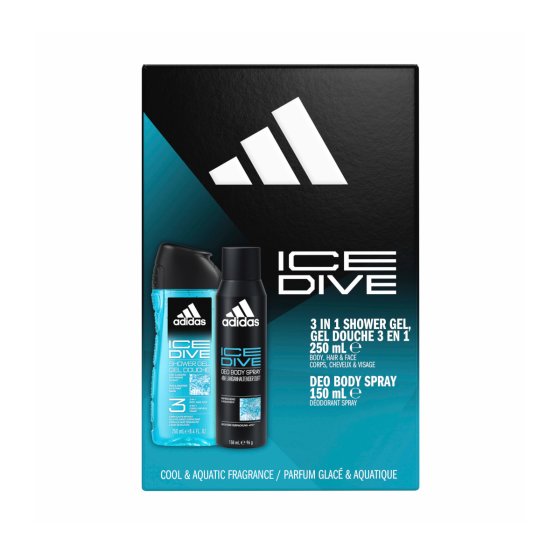 adidas Ice Dive Geschenkpackung Deo Body Spray 150ml Showergel 250ml 