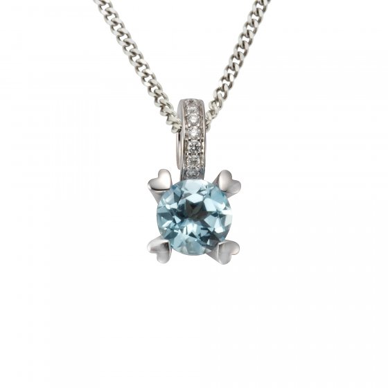 Halskette Gold 585 mit Blautopas (beh.) und 7 Brillanten zus. 0,07ct. 