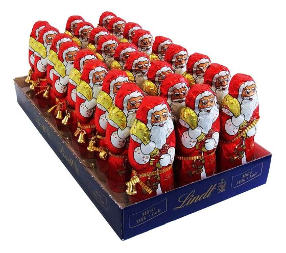 Lindt Weihnachtsmann Hohlfigur aus Alpenvollmilch 70g 27er Pack 