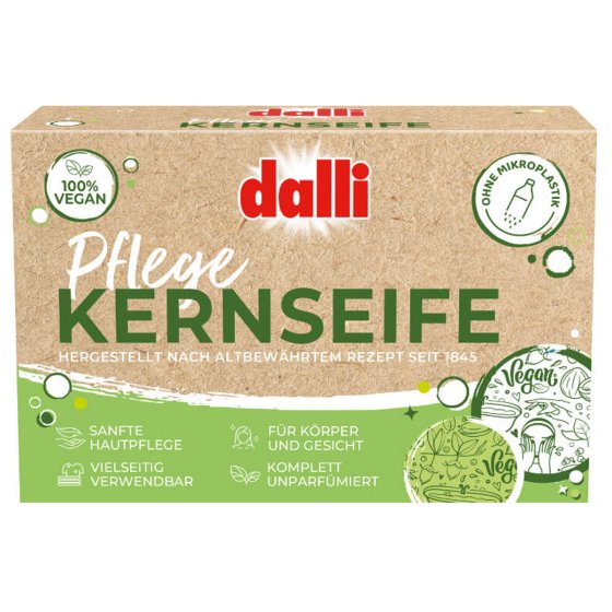 dalli Pflege Kernseife Vegan für Körper und Gesicht 1 Stück 125g 