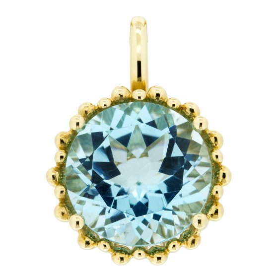 Anhänger 585 Gold mit Topas blau (beh.) 11,5mm rund 