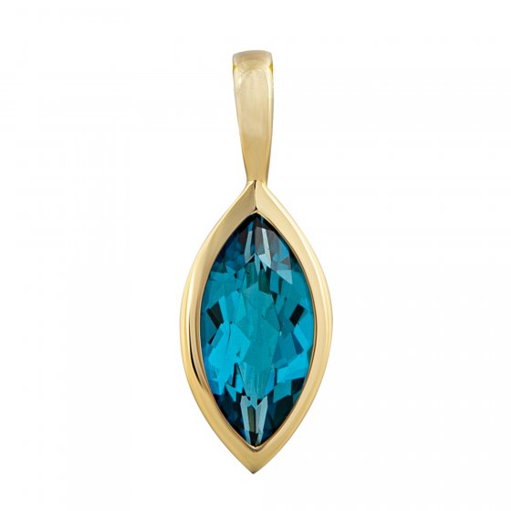 Anhänger 585 Gold mit Blautopas (beh.) Navette-Schliff 
