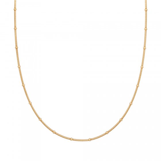 Collier 925 Silber vergoldet Schlangenkette rund mit Kugeln 