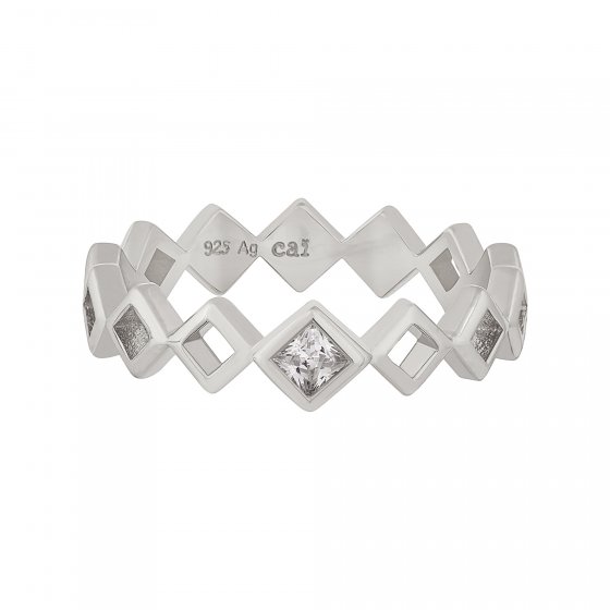 Ring 925 Silber rhodiniert Rauten mit Zirkonia 