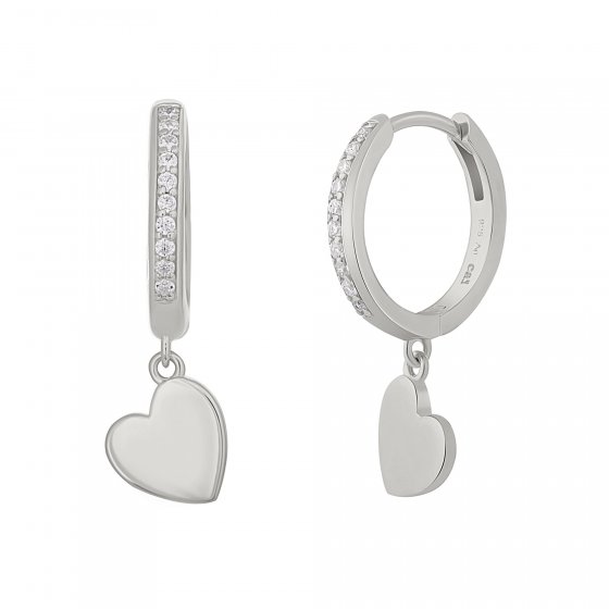 Creole 925 Sterling Silber rhodiniert Herz Zirkonia 