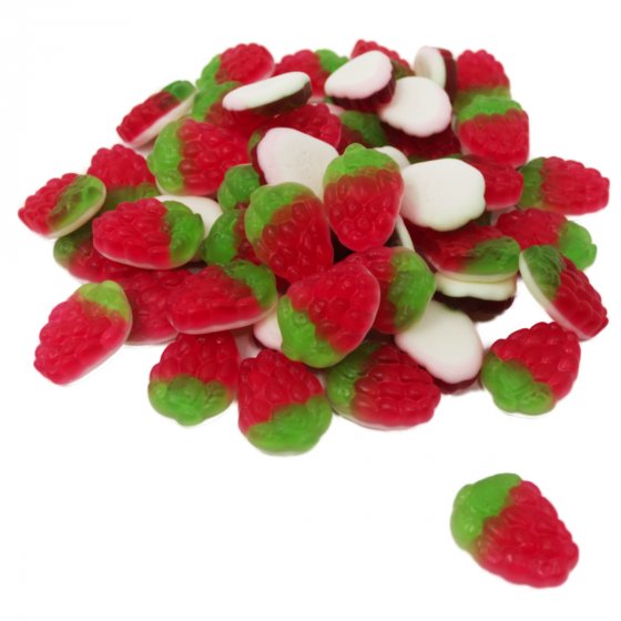 Fruchtgummi Erdbeeren mit weißem weichen Schaumzuckerboden 1000g