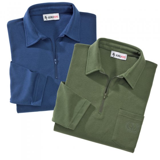 Langarm Polo-Shirts 2er,M M | Grün#Marine