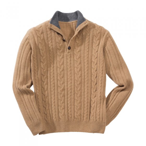 Klassischer Zopfpullover,M M | Camel