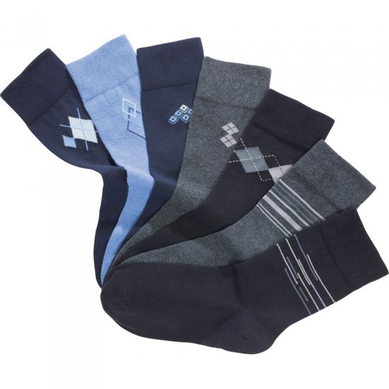 Stretch-Baumwoll-Socken 7 Paar 39/42 | Schwarz#Grau#Blau