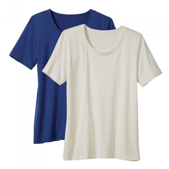 T-Shirts,2erPack,Rundhals,M M | Blau#Creme