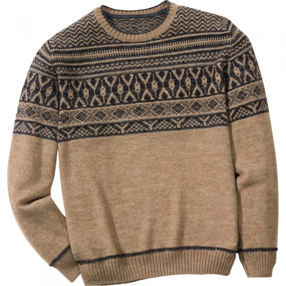 Exclusiver Bordürenpullover L | Braun#meliert