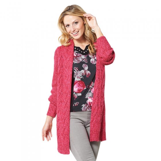 Strick-Cardigan mit Zopfmuster