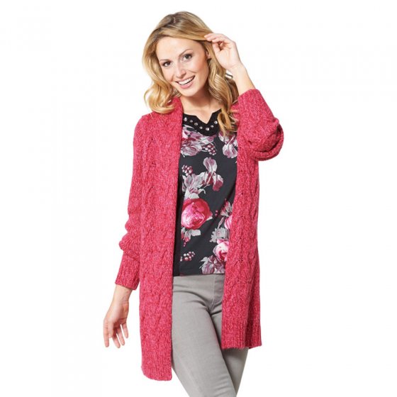 Strick-Cardigan mit Zopfmuster 