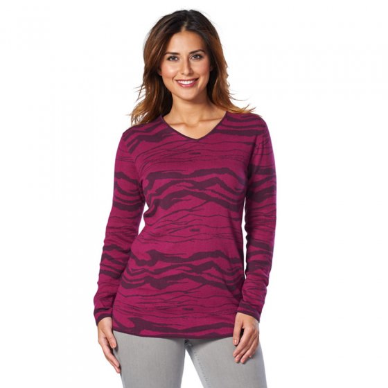 Long-Pulli im Jacquardstrick