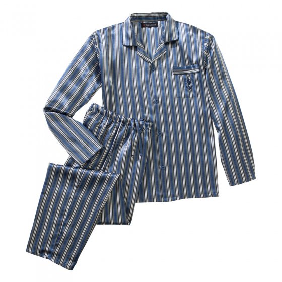 Satin-Pyjama,blau-gestr.,XXL XXL | Blau-gestreift