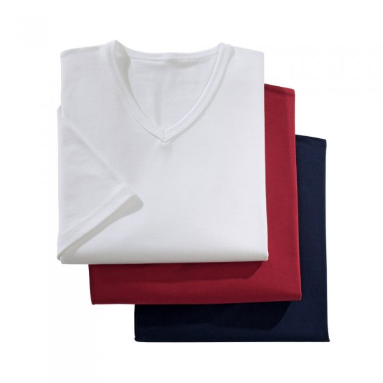 T-Shirts,Stretch-Qualität,3er L | Marine#Rot#Weiß