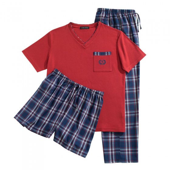 3-teiliger Schlafanzug,XL XL | Marine#Rot