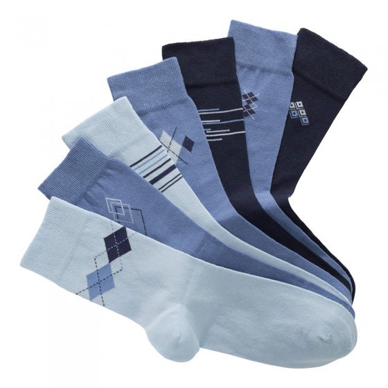 Stretch-Baumwoll-Socken 7 Paar 43/46 | Blautöne
