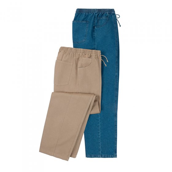 Komforthose im Doppelpack Beide 56/58 | Jeansblau#Beige