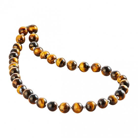 Tigerauge-Collier mit Silberperlen