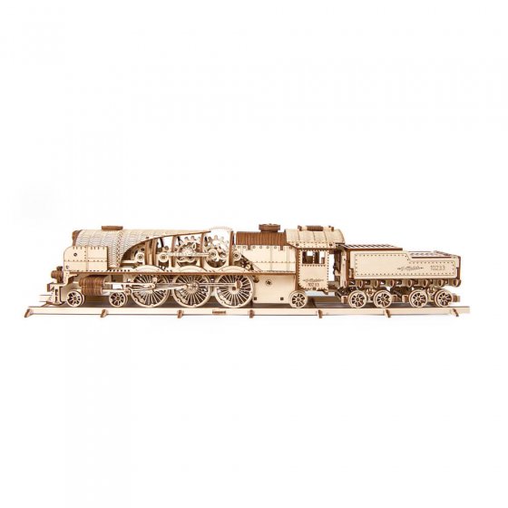 Holzmodell Dampflokomotive mit Tender 