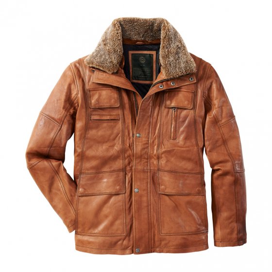 Hochwertige Lamm-Leder Jacke 50 | Hellbraun
