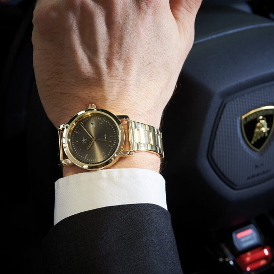 IHR GESCHENKELEGANTE HERRENUHR „GOLD“