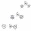 Ohrstecker Set 6 teilig Silber 925 rhodiniert Herz Stern Zirkonia weiß - 1