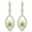 Ohrringe Silber 925 zweifarbig 40mm lang mit 2x Smaragd und 80x Weiß-Topas - 1