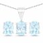Schmuck-Set Silber 925 rhodiniert Ohrringe und Halskette mit Blautopas (beh.) - 1